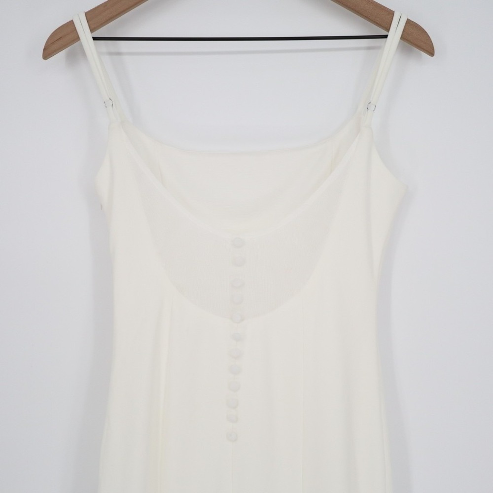 Lulus Blessed Romance Maxi Dress Womens M White Sleeveless Button Back Mermaid - Picture 7 of 9